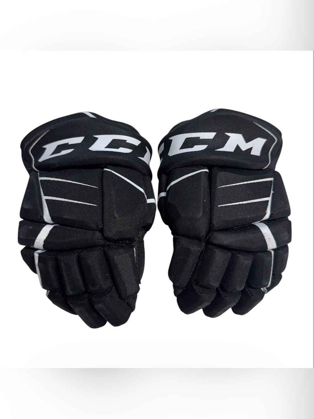 CCM FT 350 Black and White Pro Hockey Gloves Kids 10” 25cm